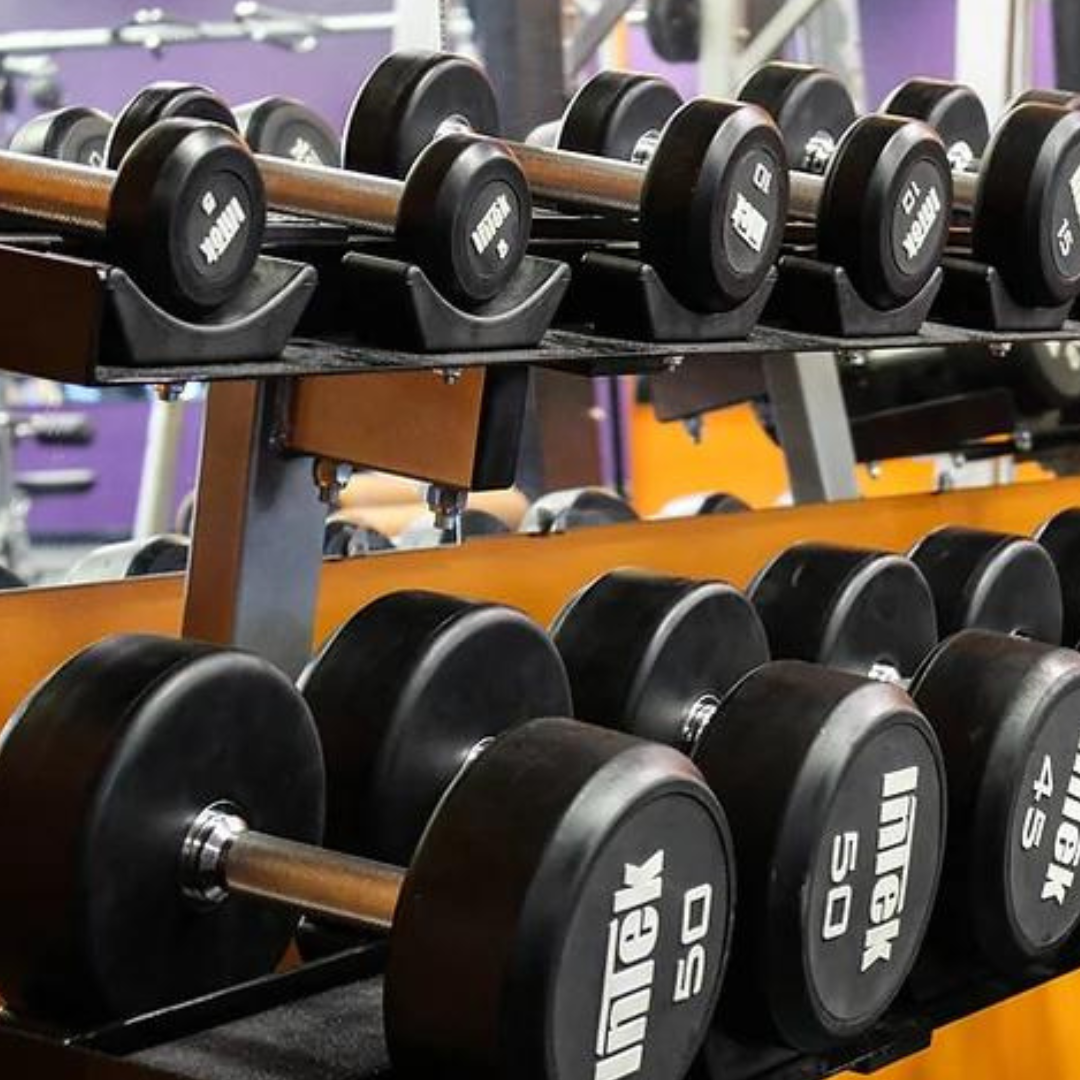 An image of the weight rack at EveryBody Fitness center in Henderson, KY