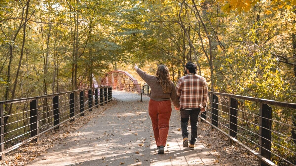 Couple walking in the fall 