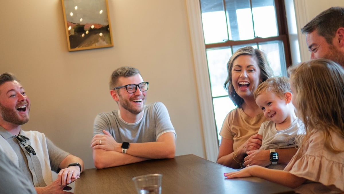 family at a coffee shop