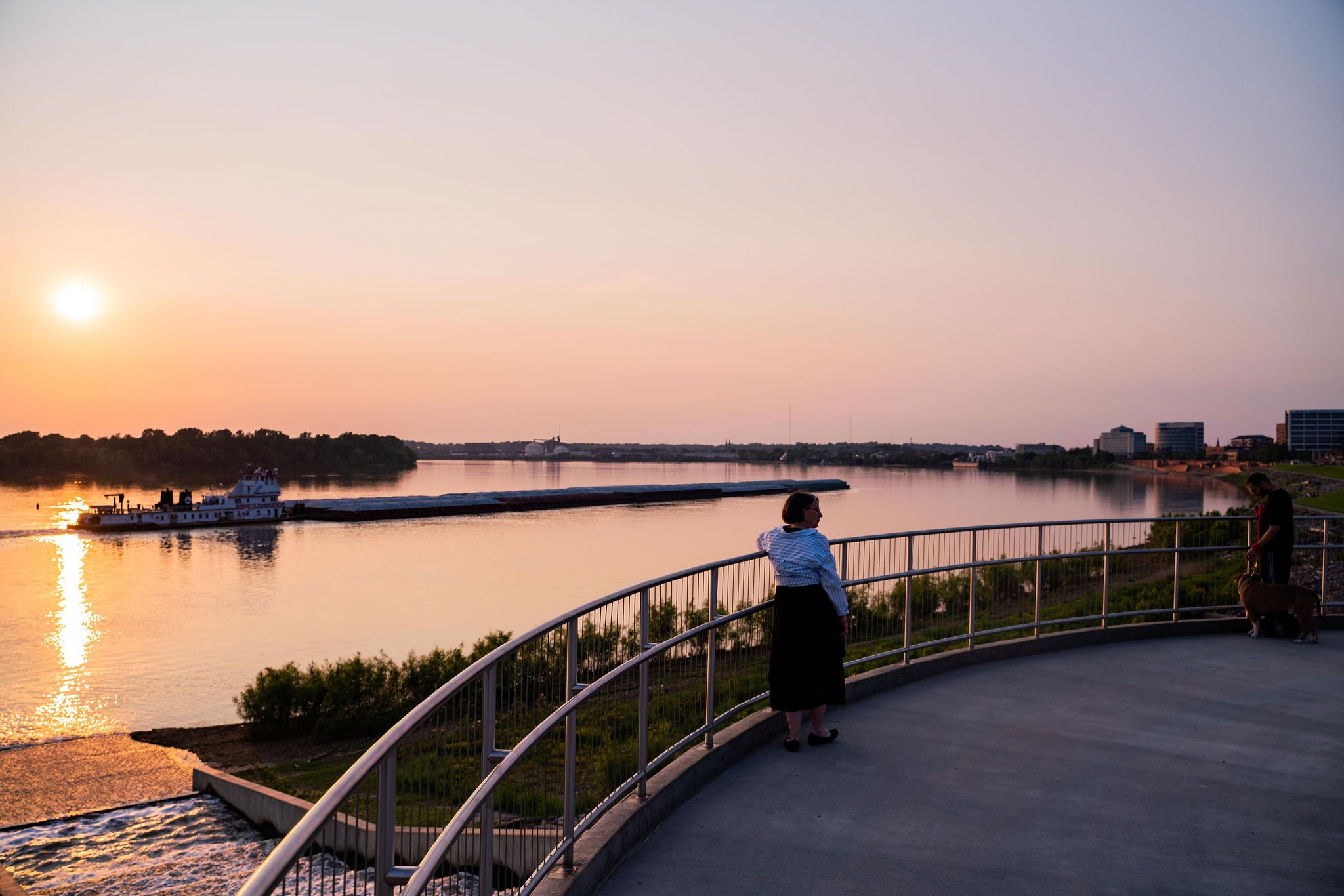 downtown evansville at sunset